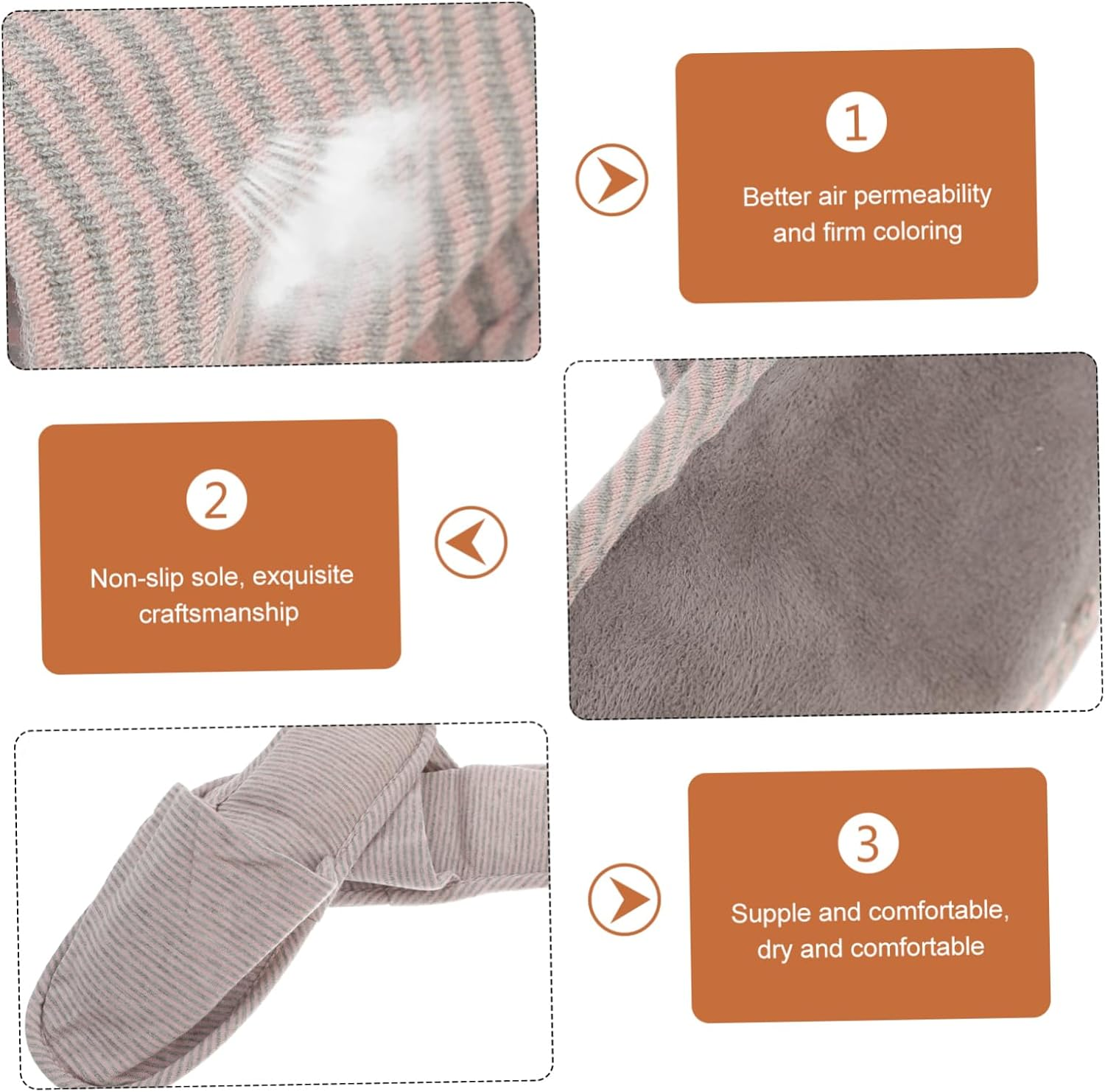 1 Pair Portable Foldable Slippers Storage Bag Lightweight Cotton Slippers Open Toe Soft Sole Suitable for Hotel and Travel White image number 1