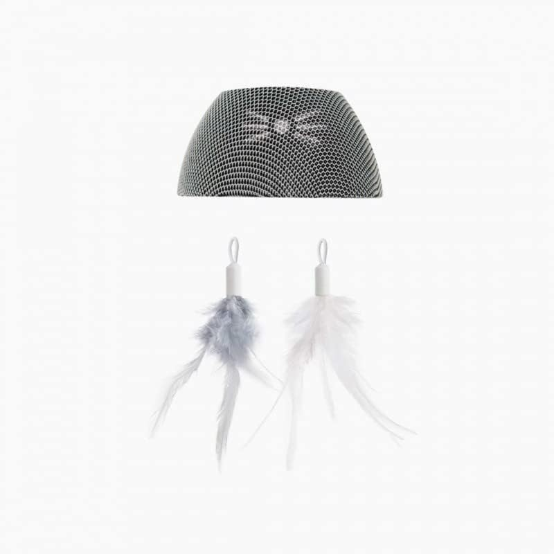 Pixi Spinner Refresh Kit, Replacement Fabric Cover and Replacement Feathers for Pixi Spinner - Treat Dispenser, Snack Dispenser, Interactive Toy for Cats, Grey image number 2