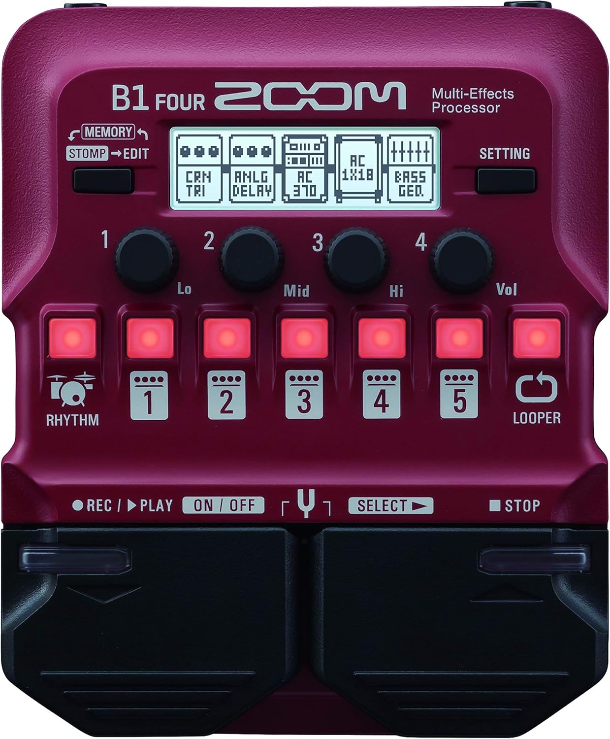 Zoom B1X Four Bass Multi-Effects Processor with Expression Pedal, with 70+ Built-In Effects, Amp Modeling, Looper, Rhythm Section, Tuner, Battery Powered image number 5