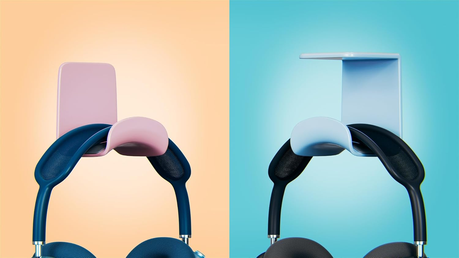 ME-E Mini Headphone Stand for Desk &ndash; under Desk Headset Wall Mount with Strong Adhesive Hook, Compatible with Airpods Max &Most Headphone/Controller (Under Desk/Blue) image number 3