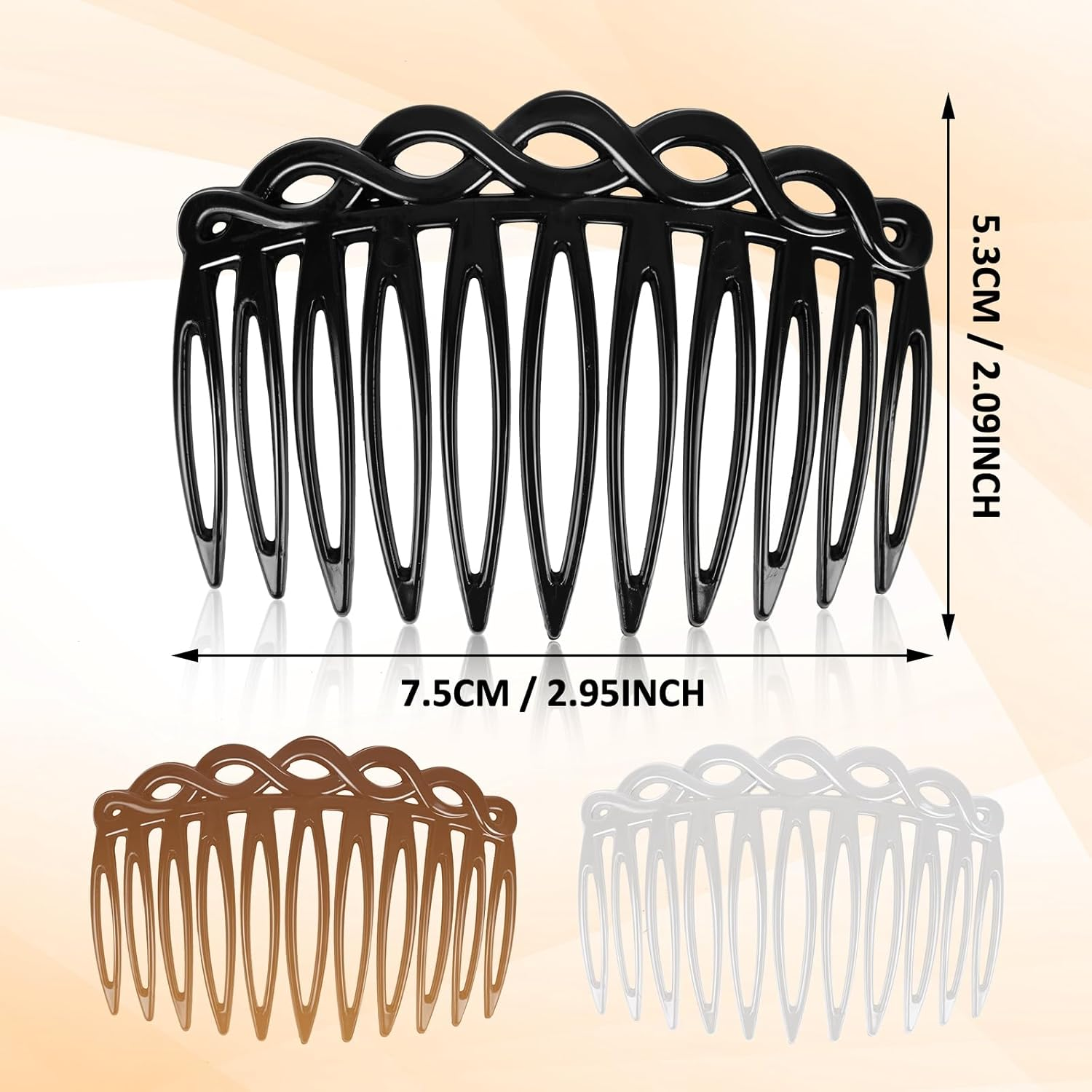 COMNICO 12 Pcs French Hair Side Combs, Women Hair Comb Accessories Set Plastic Twist Decorative Comb Hair Clips 4 Colors Bridal Wedding Veil Teeth Hair Combs for Multiple Hairstyles Girls Women image number 3