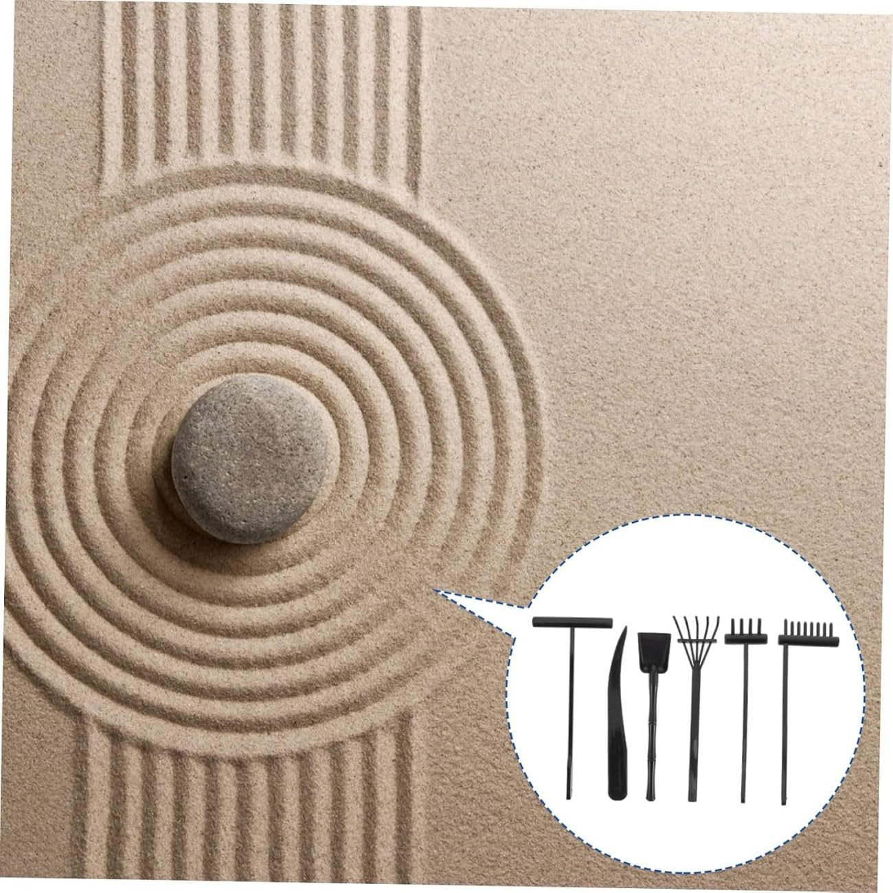 WADY 6-Piece Zen Garden Sand Rake Tools Set,Decorative Crafts Accessories for Sand Table & Meditation, Complete Zen Garden Kit with Rakes, Combs & Sculpting Tools (Black) image number 4