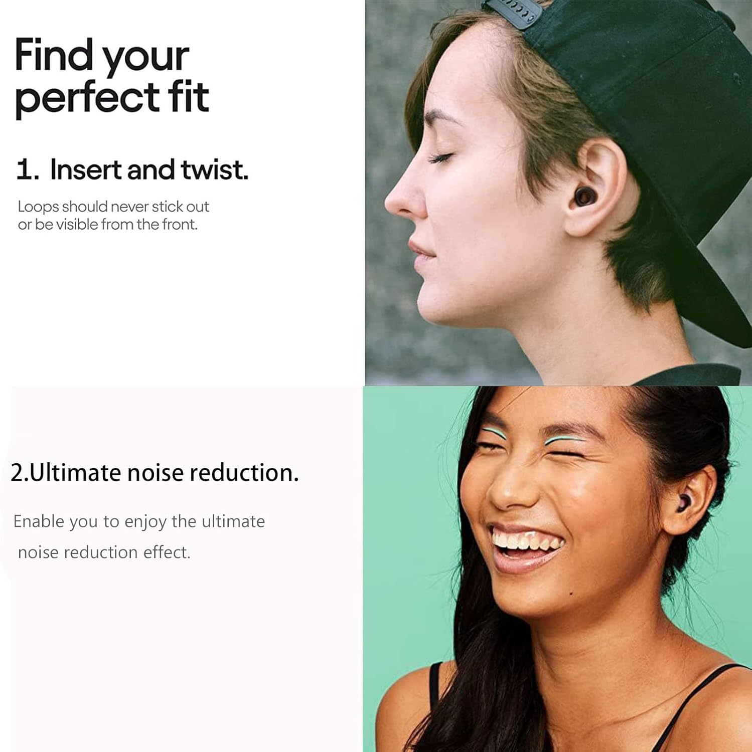 Silent Noise Cancelling Earplugs,Quiet - Ear Plugs,Reusable Hearing Protection in Flexible Silicone for Sleep,Concerts Noise Sensitivity,6 Earplug Tips (Black) image number 2