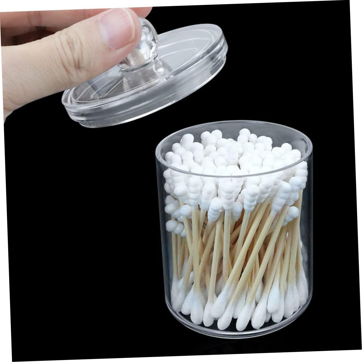3Pcs Transparent round Cotton Swab Holder Storage Boxes for Bathroom Pads Organizer Container Dustproof Design image number 1
