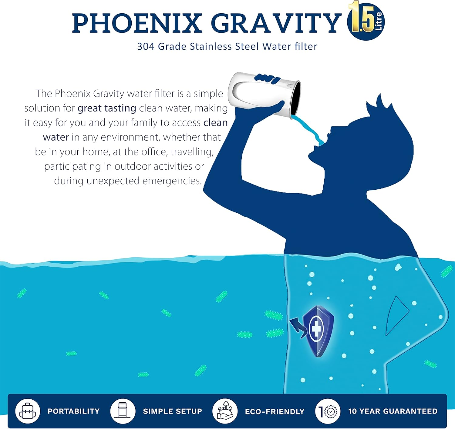 Phoenix Gravity 1 Litre Portable Water Filter image number 3