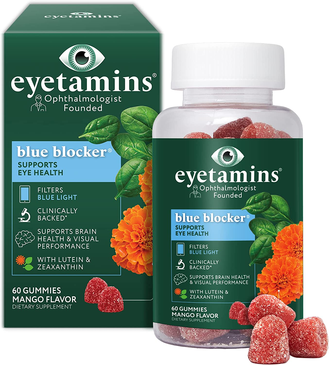 Eyetamins Blue Blocker&reg; Eye Health - 60 Lutein Gummies - Ophthalmologist-Developed - Support Vision, Filter Blue Light & Help Eye Strain - Promotes Sleep, Focus Eyesight &ndash; Vegan & Non-Gmo Formula image number 6