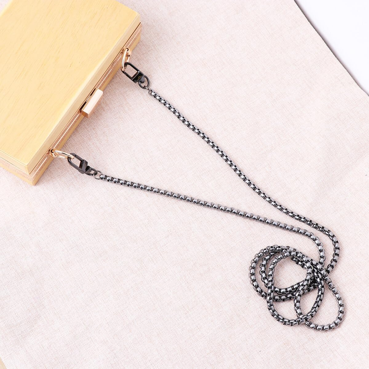 GARIOUANS Metal Crossbody Bag Chain Strap for Women Medium Handbags Iron Material with Alloy Buckles DIY Replacement Shoulder Bag Accessory Black Versatile Chain for Purse and Jeans Belt Use image number 5