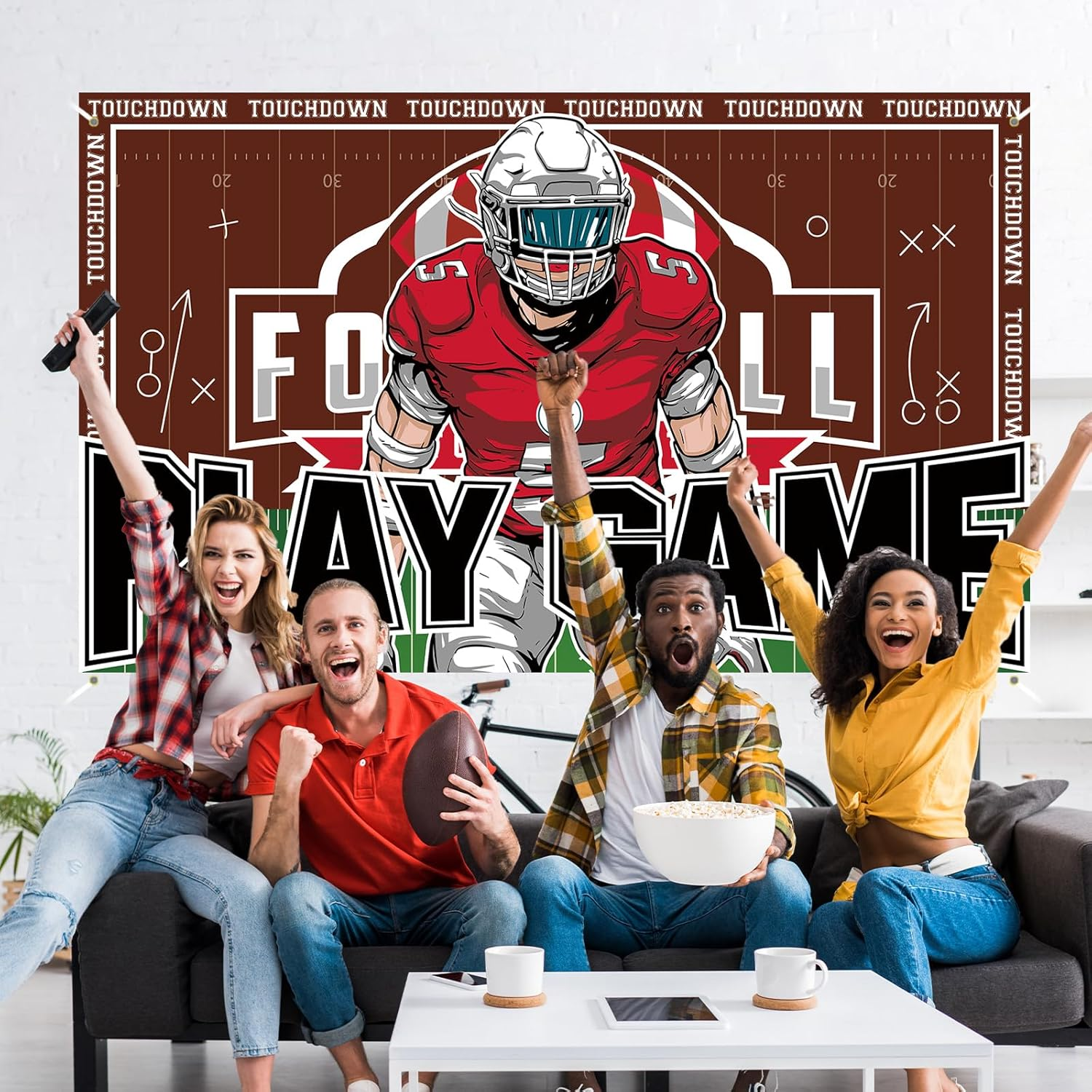 American Football Decorations Play Game Party Backdrop Touchdown Football Birthday Party Decorations and Supplies for Home 5X3Ft