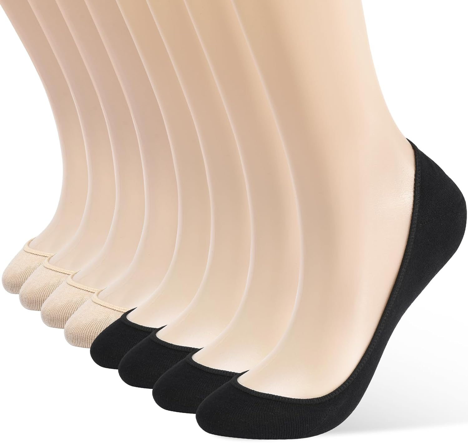 6 Pairs No Show Socks Womens, Ultra Low Cut Liner Non Slip Footies Socks for Flats Invisible Boat Shoe Size 5-9/9-11 image number 1