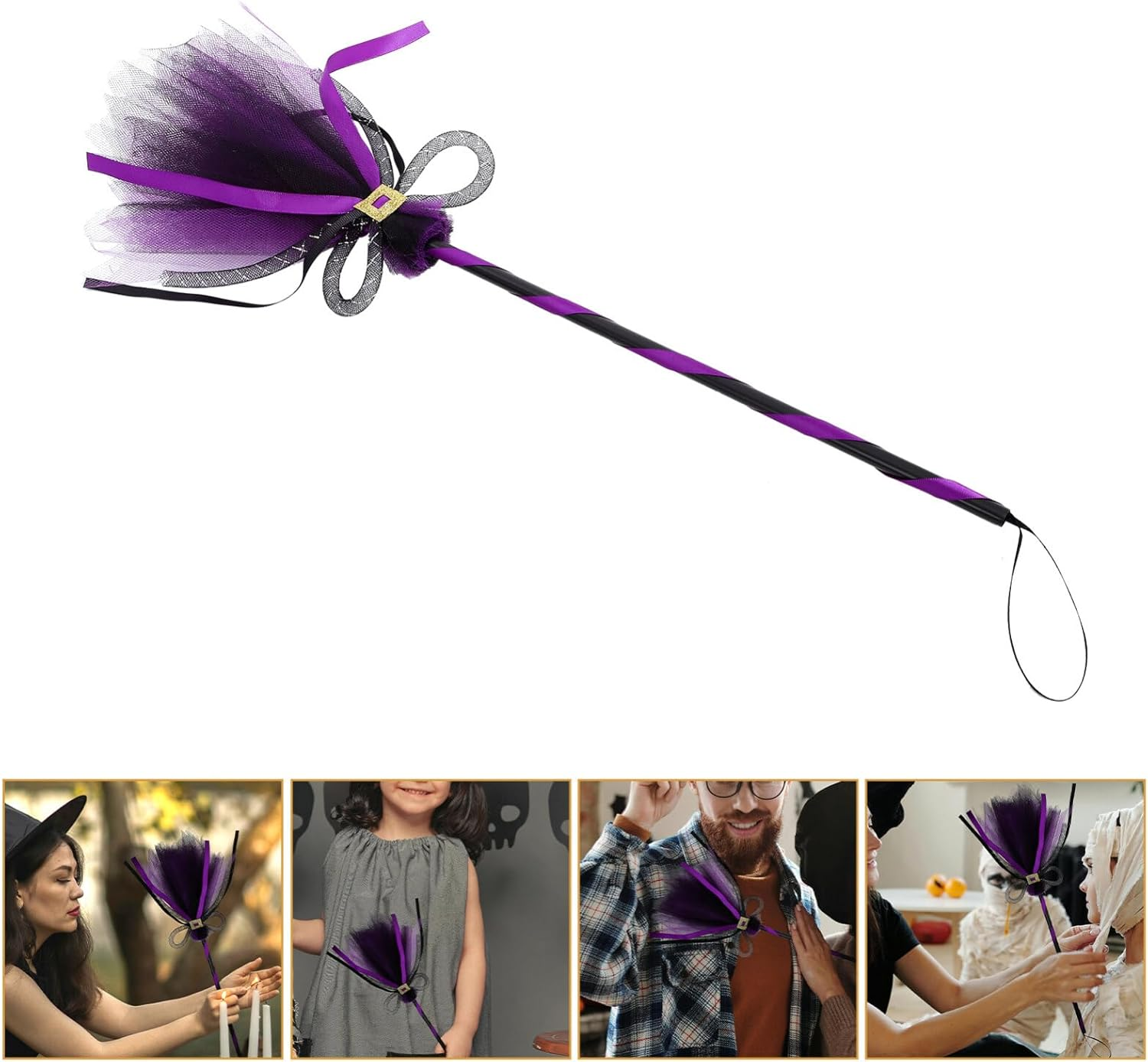 VALICLUD Vivid Halloween Witch Broom Prop for Costume Decorations Party Cosplay Boys and Girls and Adults Broomstick Ornament Broom for Halloween image number 1