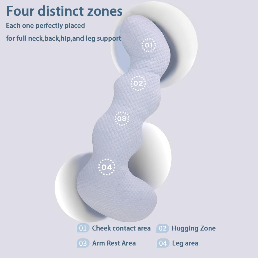 Full Body Pillow, One Piece Full Body Pillow, Memory Foam Firm Body Pillow for Side Sleepe, Cooling Long Pillow, Bed Bedroom Side Sleeping Leg Pillow for Side Sleepers, Pregnancy, Back Pain image number 4