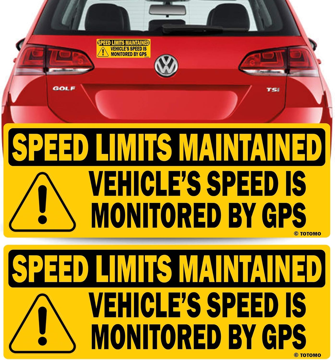 TOTOMO 2Pk Vehicle Speed Is Monitored by GPS Speed Limits Are Maintained Sticker 10"X3.5" Highly Reflective Premium Quality Car Safety Caution Sign #SDM-14 image number 5