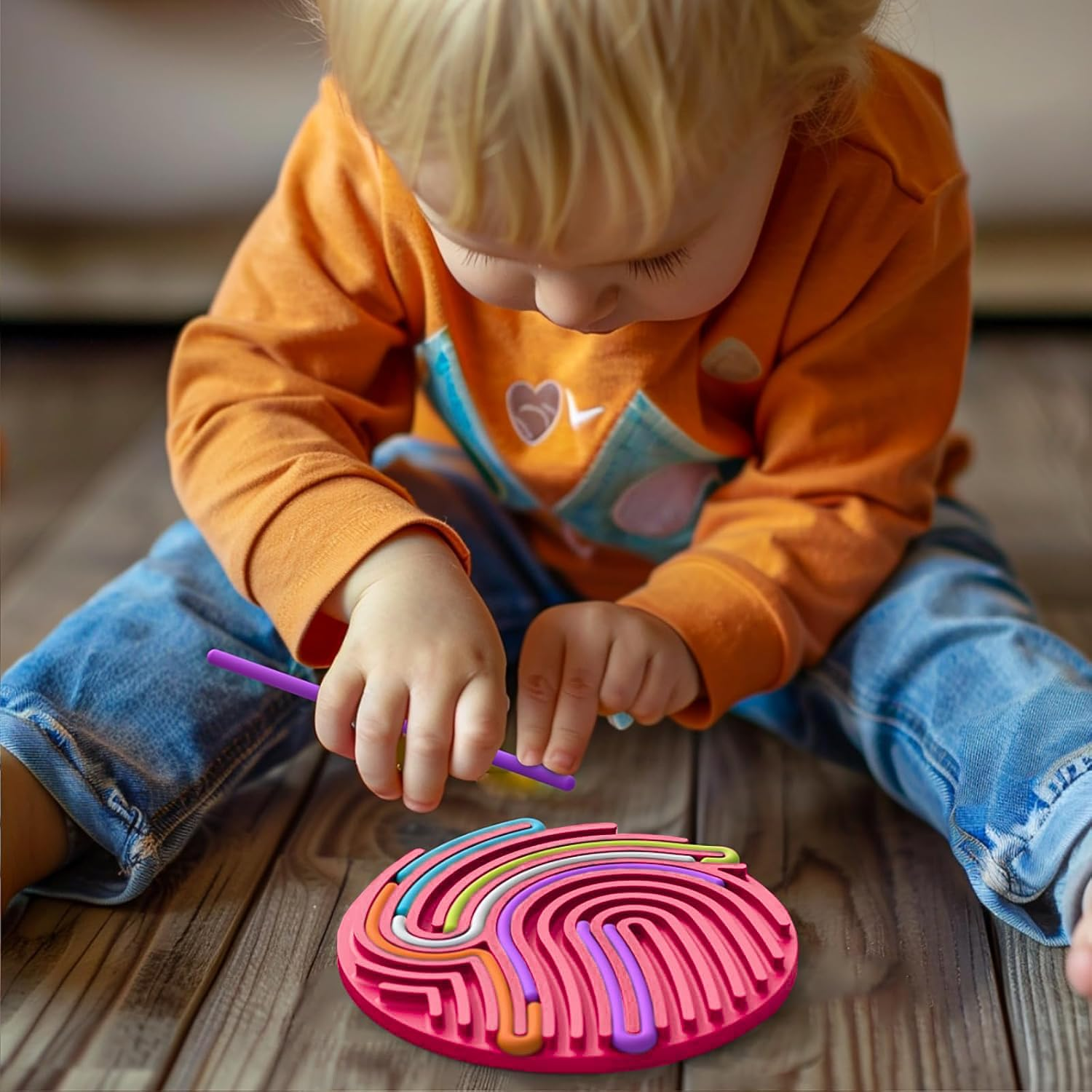 2Pcs Fidget Sensory Activity Board with 20 Strings, Silicone Fidget Toy for ADHD, Autism, Stress Relief, Educational Learning Toy for Kids 3+ and Adults image number 2