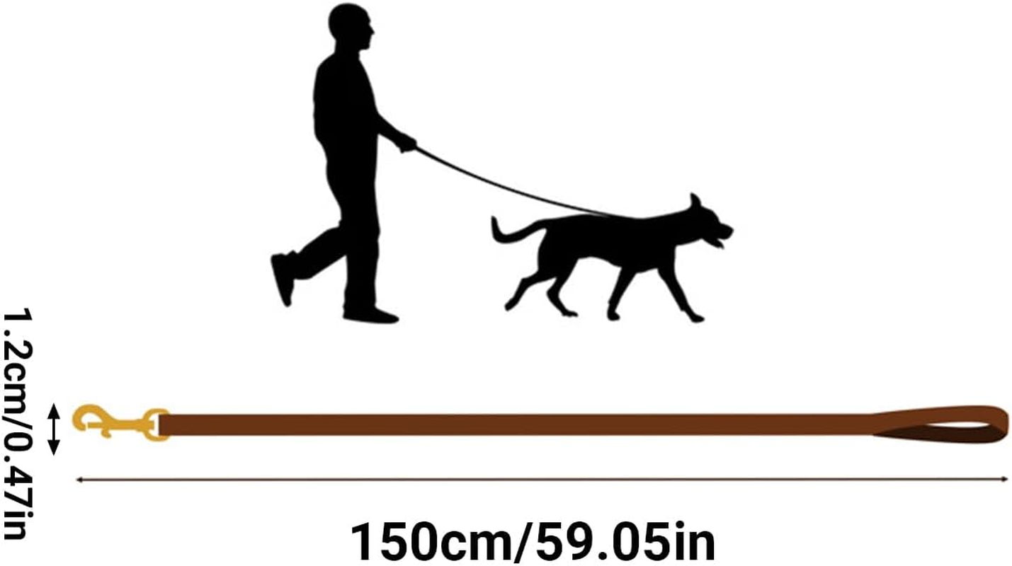 AIMALL 59" Genuine Full-Grain Cowhide Dog Leash - Handwoven Leather Pet Lead with 360&deg; Rotating Brass Hook, Heavy Duty Traction Rope for All Dog Breeds image number 1