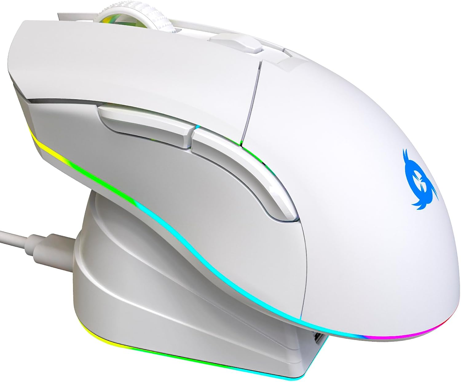 KLIM Blaze Pro Rechargeable Wireless Gaming Mouse with Charging Dock RGB - New Version - High-Precision Sensor and Long-Lasting Battery - up to 6000 DPI - Great PC Gaming Mouse Wireless