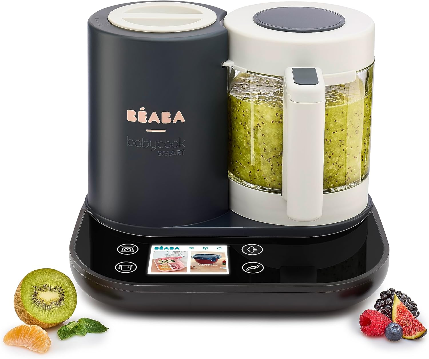 B&Eacute;ABA Babycook Smart Baby Food Robot, Connected Baby Mixer with Integrated Scale, 2.25L Glass Bowl, Stainless Steel Basket, Soft Steaming, Touch Screen & App - Charcoal Grey image number 5