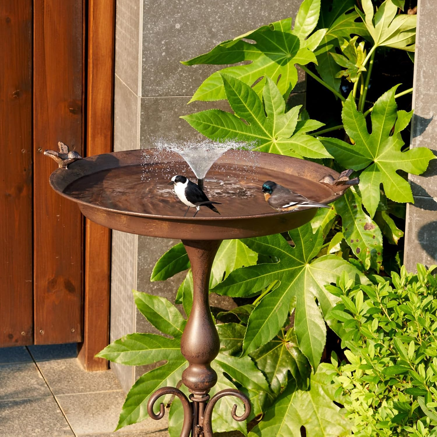 Dia 18" W*28" H Large Metal Bird Bath with Stand, Bird Baths for Outdoors, Metal Bird Baths/Feeder,For Garden Yard Decor image number 4