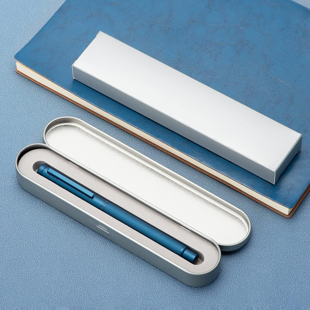 Asvine Hongdian 1851 Dark Blue Forest Fountain Pen Blade Nib Classic Design Calligraphy with Converter and Metal Case Set image number 3