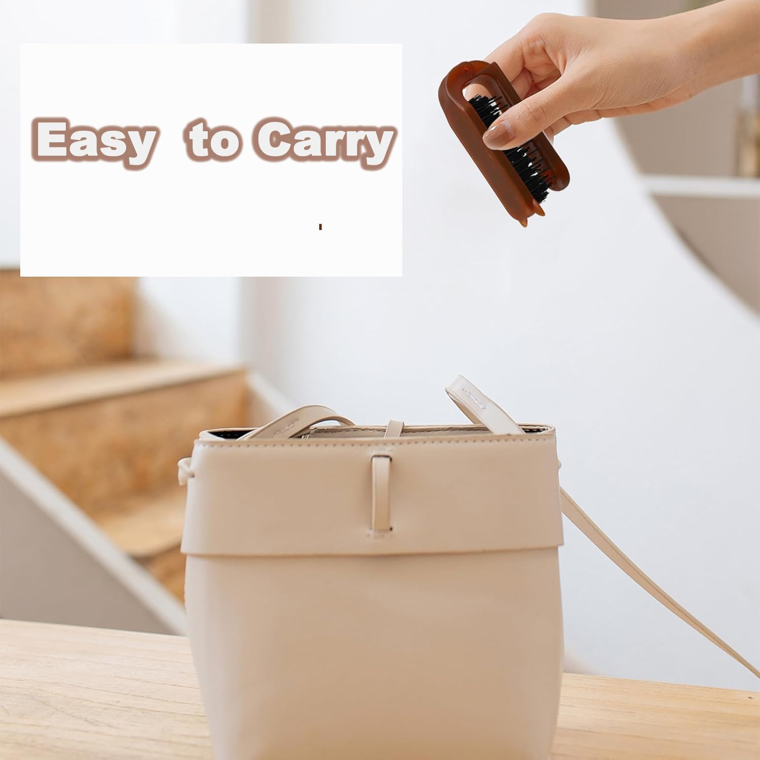 2 Pcs Folding Travel Hair Brush with Boar Bristles, Compact Pocket Size for All Genders and Ages, Suitable for Various Hair Types, Portable Amber Comb image number 4