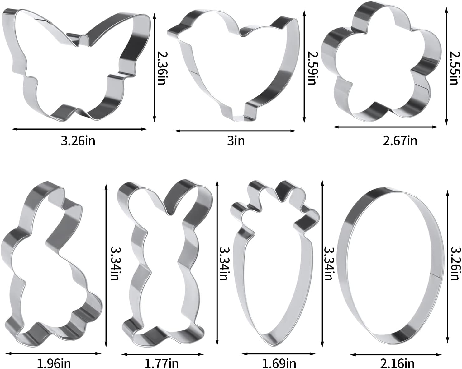 DERAYEE Easter Bunny Cookie Cutters, 7 Pack Easter Cookie Cutter for Baking Egg Cookie Cutter, Egg, Chick, Carrot, Flower, Butterfly Shapes image number 6
