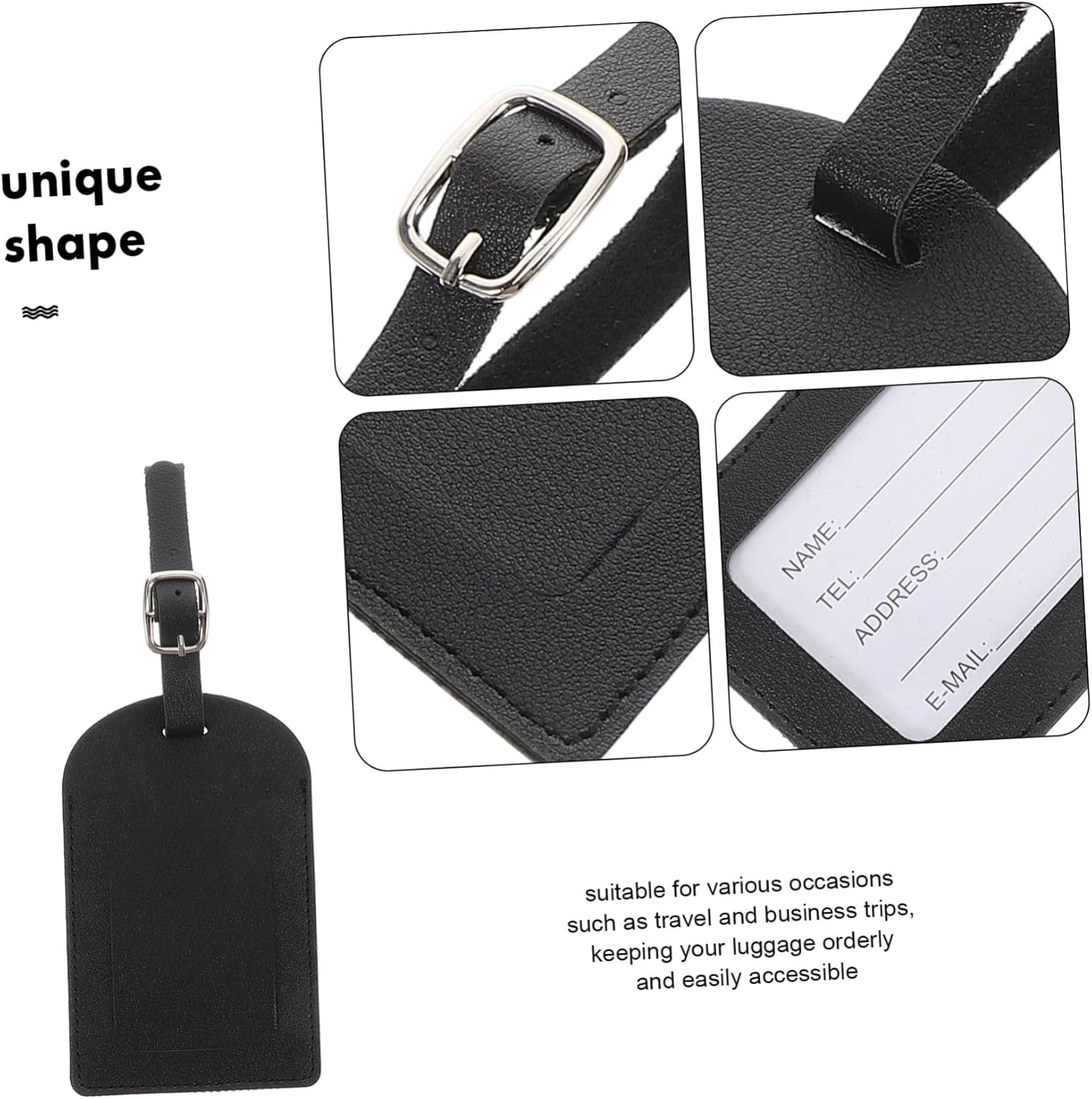GAROZATION 3Pcs Pu Leather Luggage Tags for Suitcases Privacy Protection Travel Bag Labels Classic Baggage Id Tags for Travel image number 6