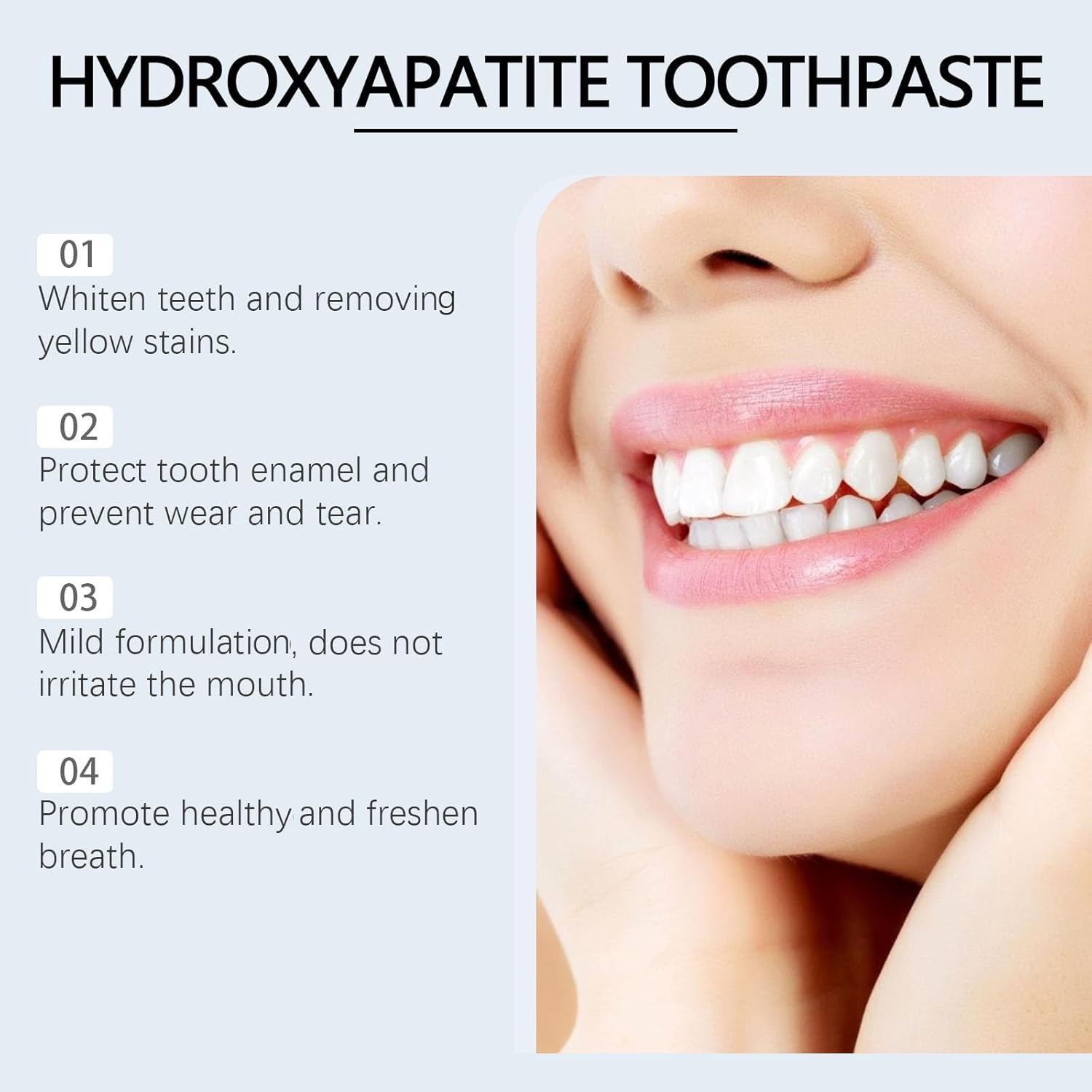 Hydroxyapatite Toothpaste for Enamel Protection, 7.5% Hydroxyapatite Toothpaste, Protect Tooth Enamel, Tooth Strengthening, Gentle Mint, Daily Protection, Long-Lasting Fresher Breath (2Pcs)