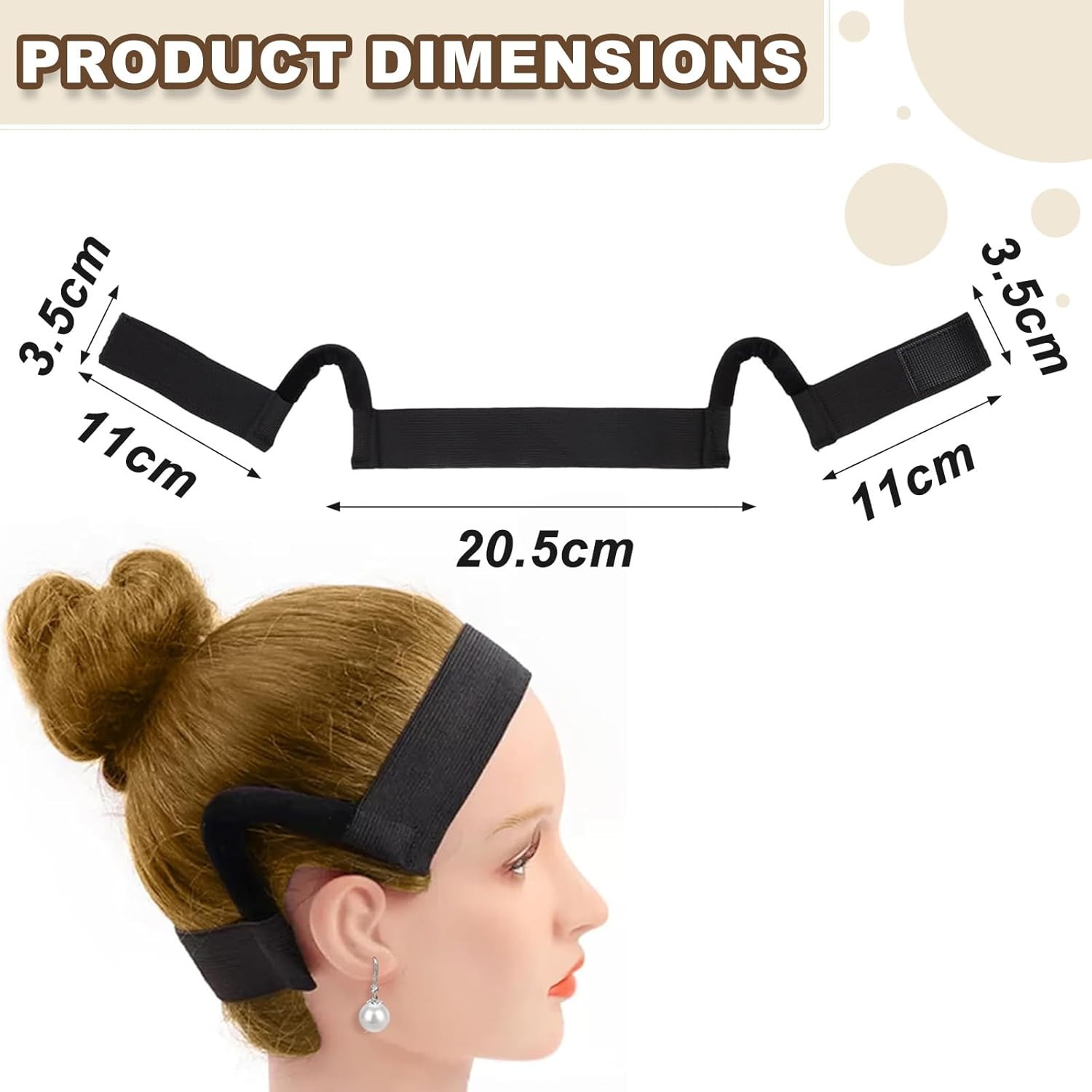 AABDTYYD 3Pcs Black Headband Wig & Wig Grip Cap, Elastic Melting Band with Ear Cut Outs, Comfortable Satin Lace Front Head Band for Secure Natural Hold image number 4