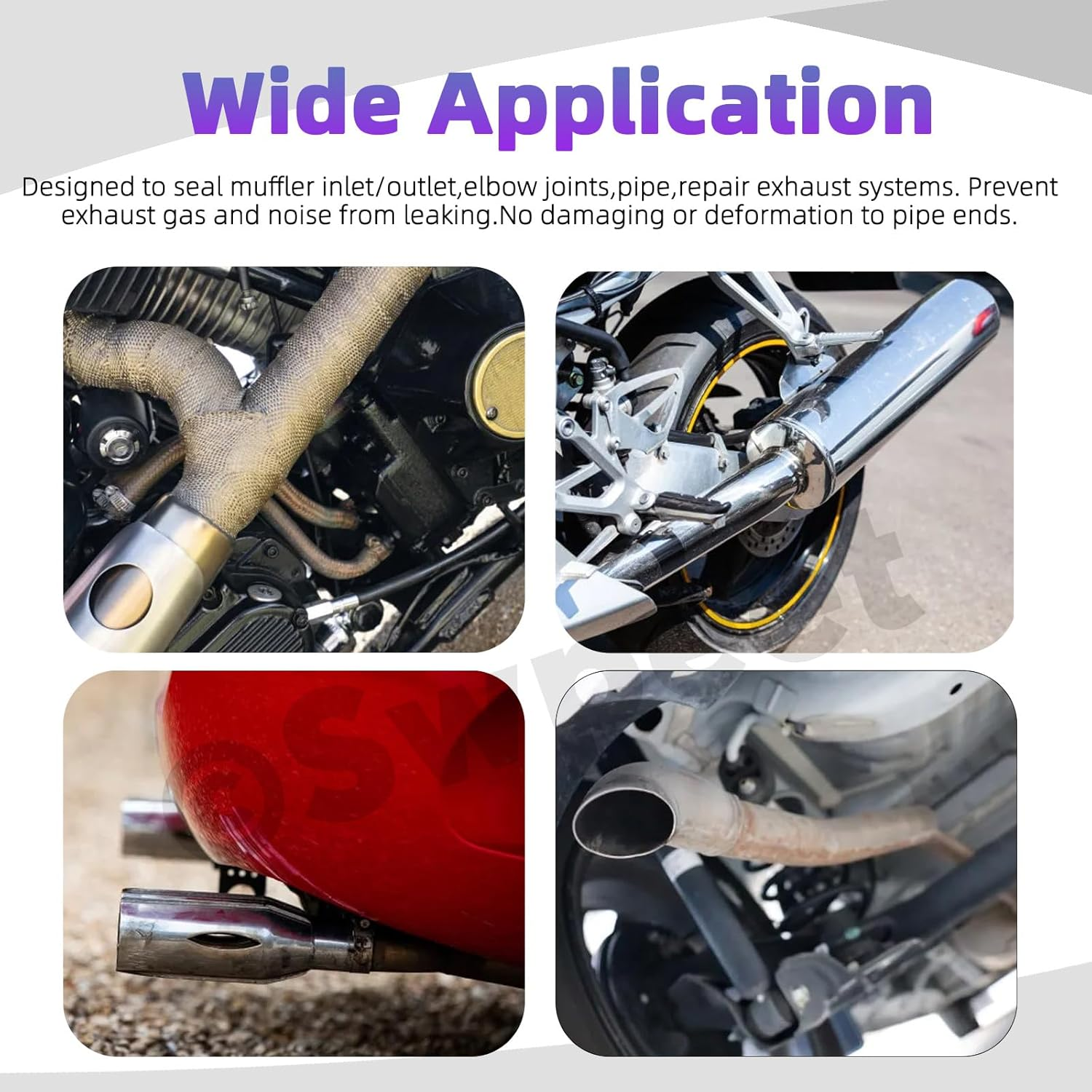 Swpeet 2Pcs Galvanized 1-3/4" - 45Mm Exhaust U Clamp Kit, Galvanized Muffler U-Bolt Clamps, Universal Heavy Duty U-Bolt Muffler Clamp Ideal for Tip Pipes Connection image number 2