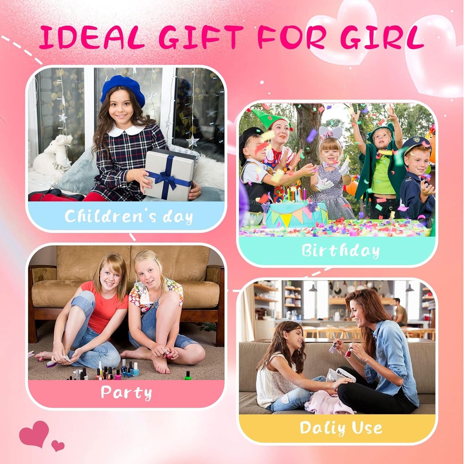 ETYJO Kids Nail Polish- Nail Polish Set for Girls Ages 3-12,12 Rainbow Colors Nail Polish Kit for Teens Child - B-Candy Kids Nail Polish image number 1