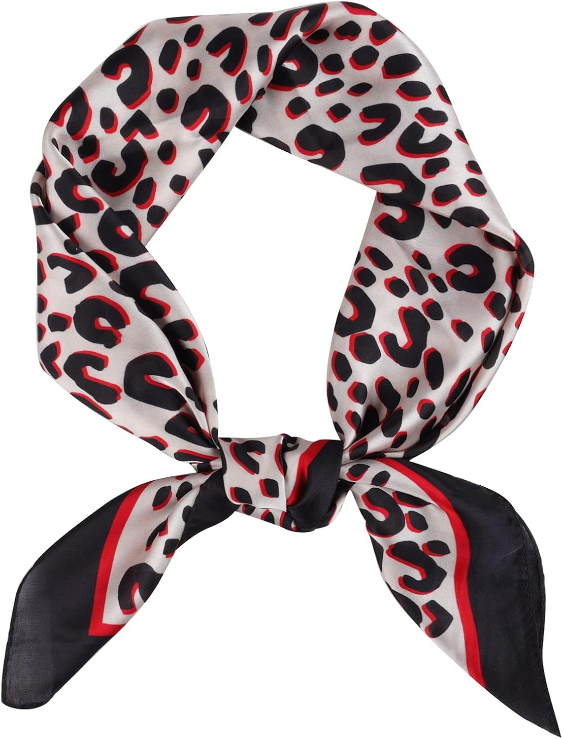 GERINLY Women Square Scarf Leopard Print Neckerchief Animal Pattern Satin Bandana Neck Wrap Silk Hair Accessory