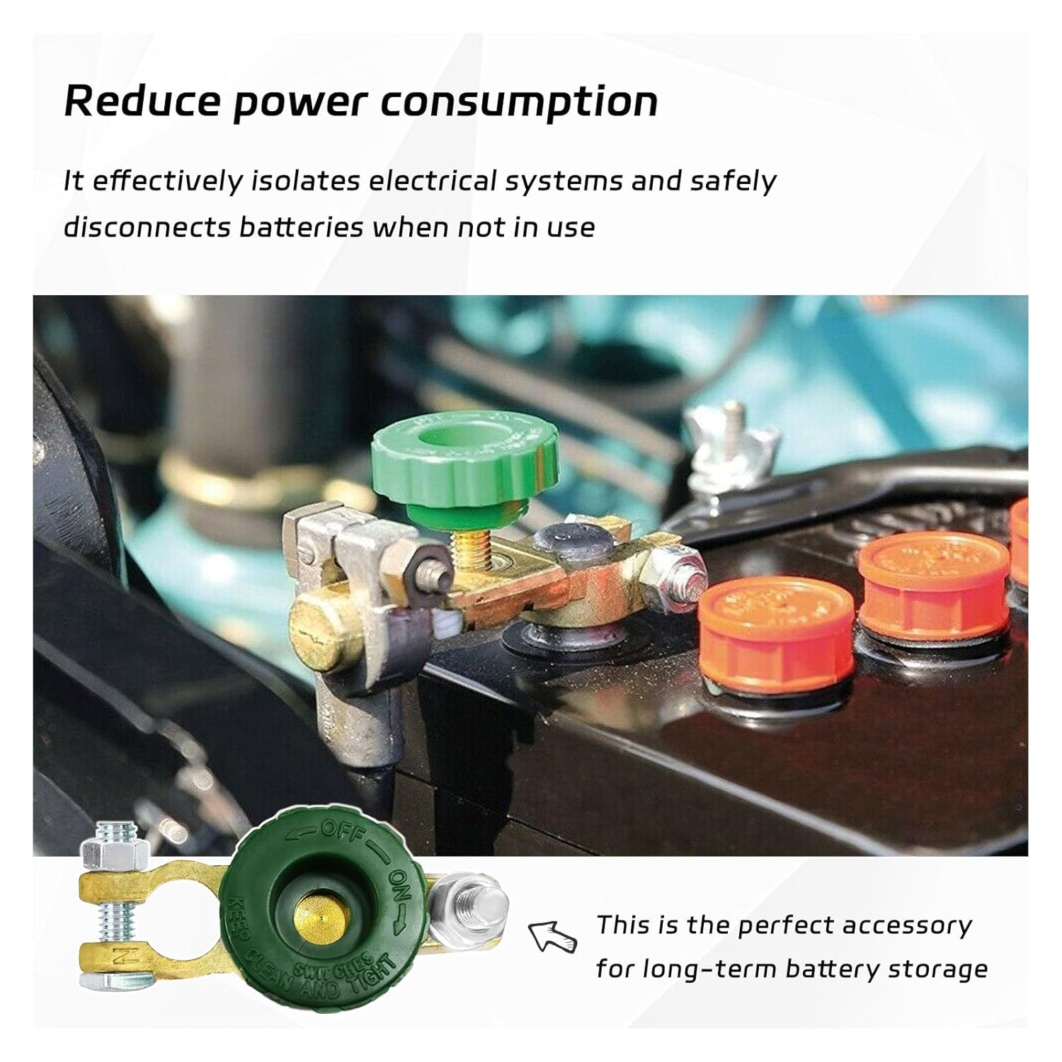 2 PCS Top Post Battery Quick Disconnect Switch, Auto Battery Master Switch Isolator for Power Disconnect Cut Off, Vehicle Terminal Kill Switch for 12V 24V Car Boat Truck RV image number 2