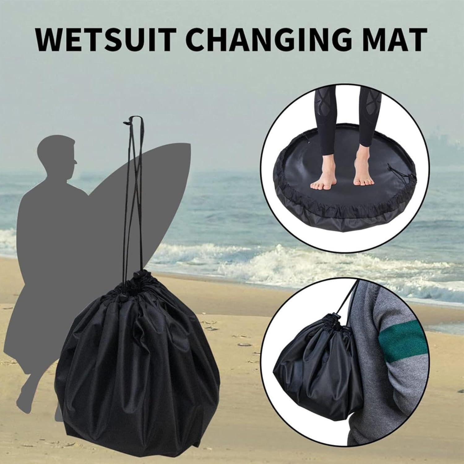 Songholee Wetsuit Changing Mat, Large Beach Wet Clothes Dry Bag, Surf Change Mats, Waterproof Wetsuit Change Mat Bag, Portable Wetsuit Bag for Storage Wet Swimwear Outdoor, Beach Accessories image number 6