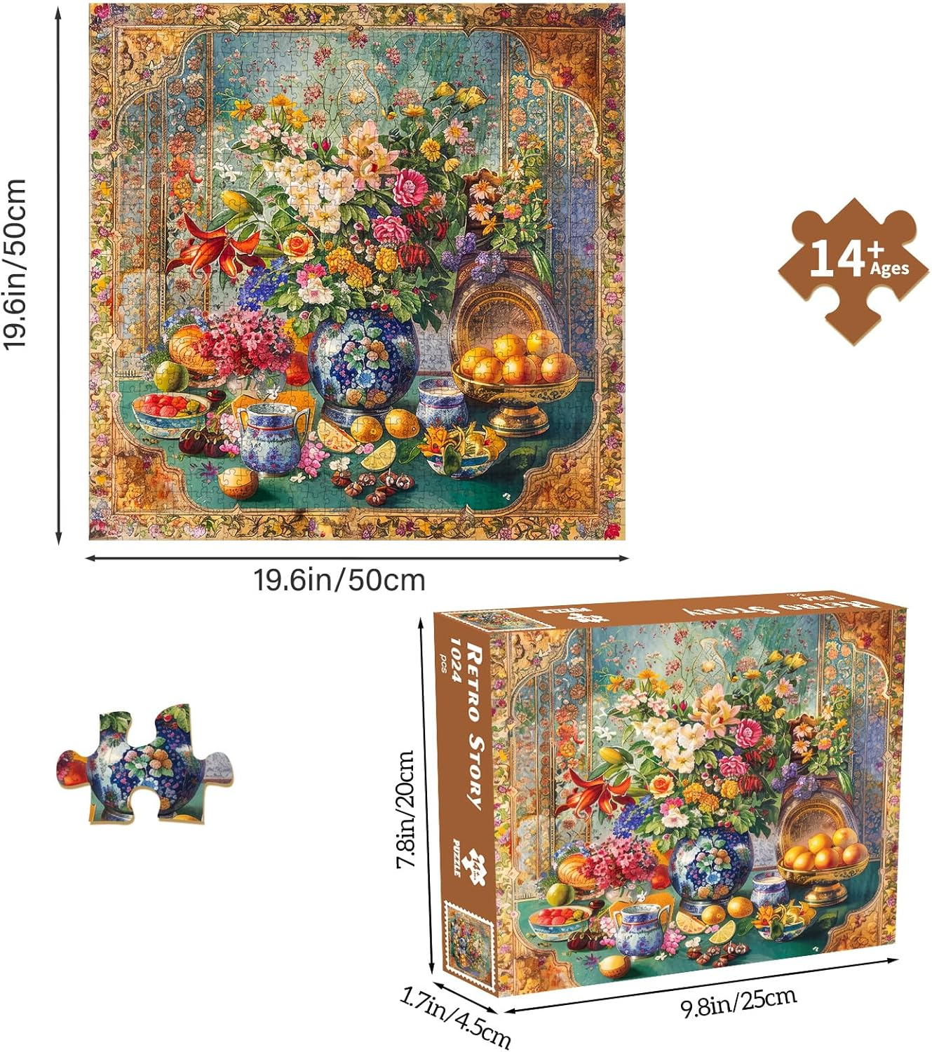 Jigsaw Puzzles for Adults 1024 Pieces, Interlock Perfectly Letter on Back No Dust, Home Decor Birthday Gift Toy for Men Women Elders Seniors, 1:1 Poster - Retro Story