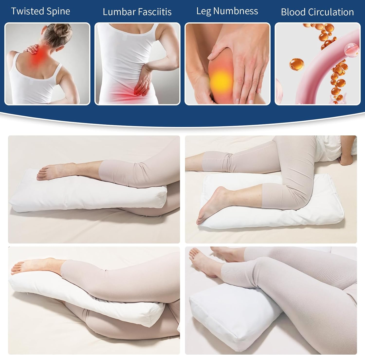 Knee Pillow for Side Sleepers, Leg Pillow for Sleeping, under Knee Pillow for Spine Alignment, Lower Back Pain Relief, Hip and Sciatica Pain, Supportive Pillow image number 2