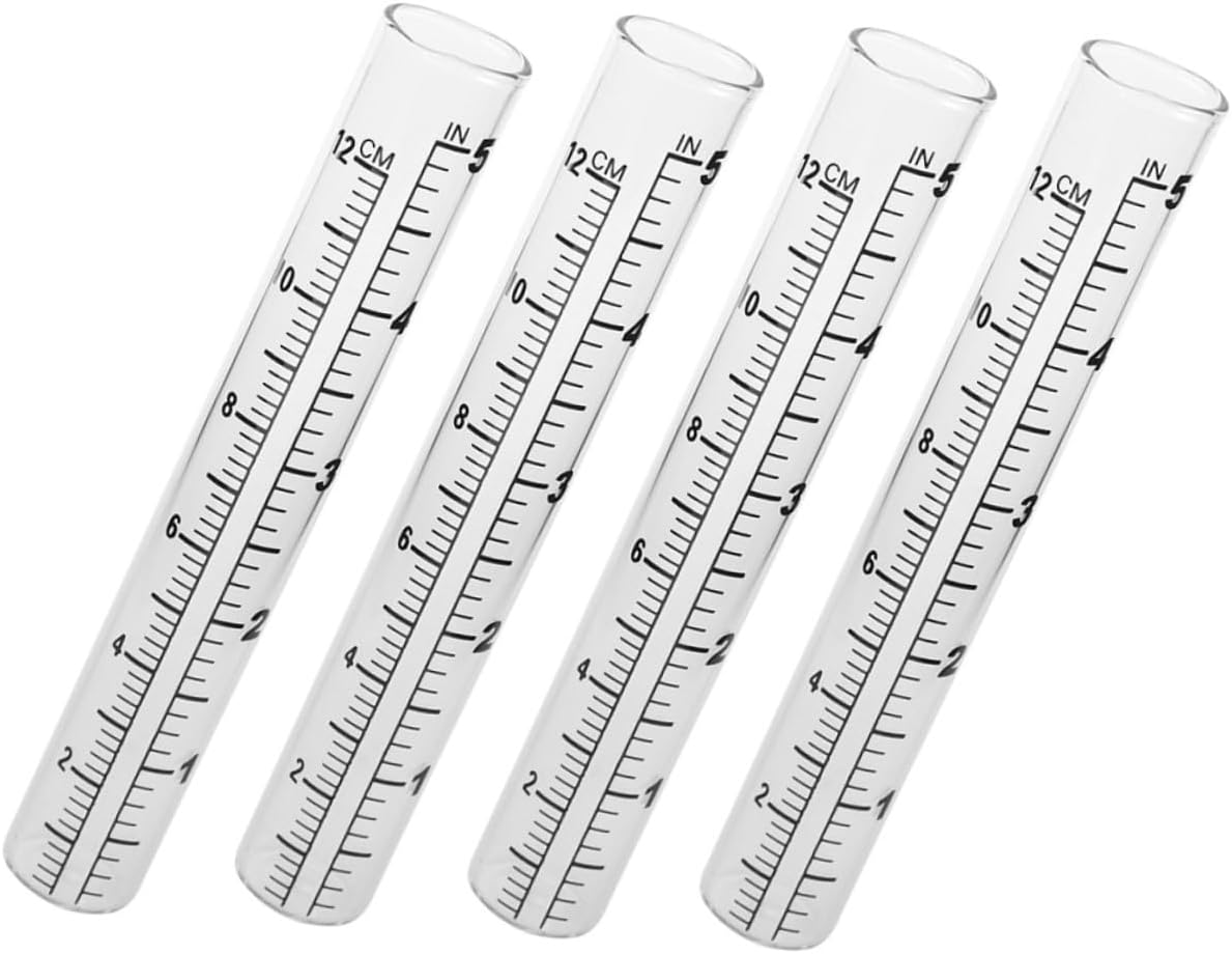 Milisten 4Pcs Glass Rain Gauge Measuring Tubes Transparent Outdoor Rainwater Collector with Clear Scale for Garden Lawn Measurement image number 2