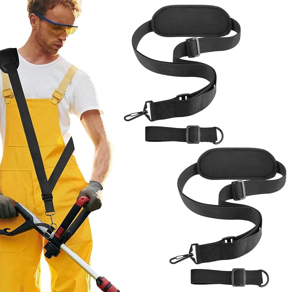 2 Pack Adjustable Shoulder Strap Harness for Weed Trimmers and Leaf Blowers, Heavy Duty Nylon Belt with Metal Buckle, Compatible with Multi-Head Systems