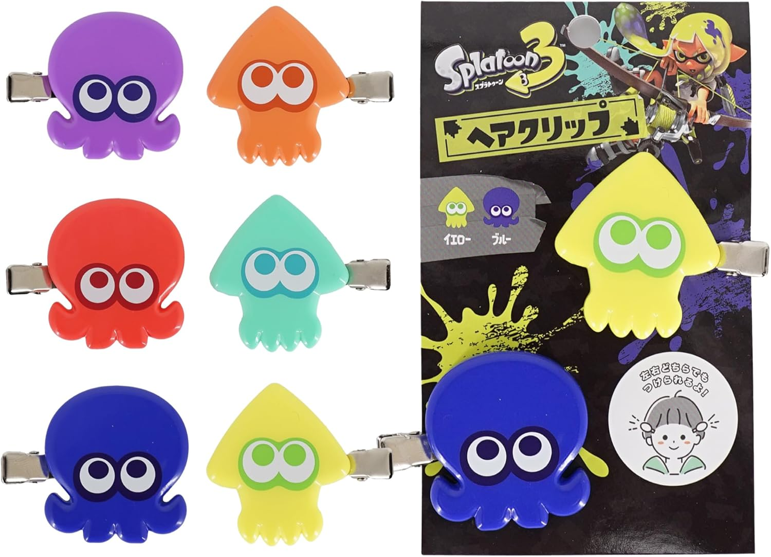 Sunart SPT-1173 Splatoon 3 Bangs Clip, Squid Orange X Octopus Purple image number 4