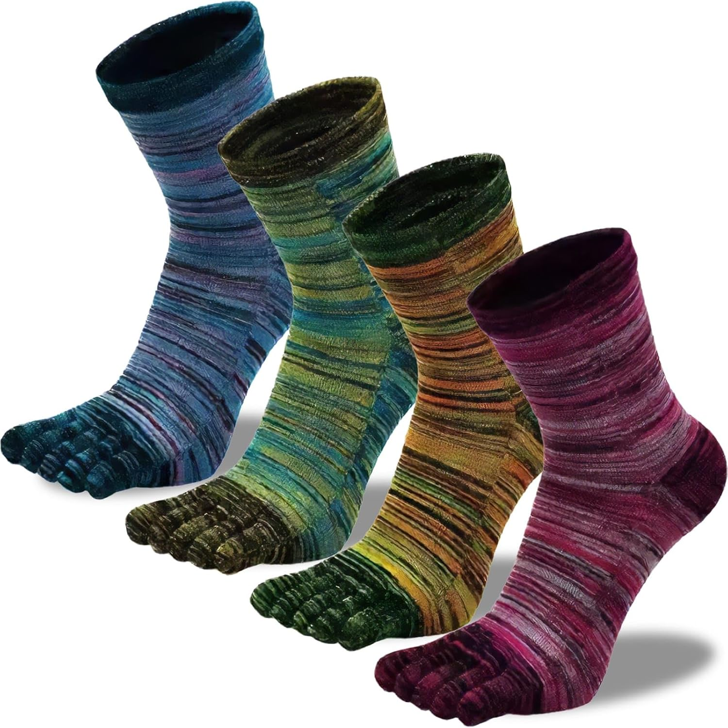 QUPOLPOL Men&rsquo;S Toe Socks &ndash; Retro Style Five Finger Cotton Socks, Breathable Moisture-Wicking Anti-Blister Athletic Socks for Running and Everyday Wear AU 6&ndash;11