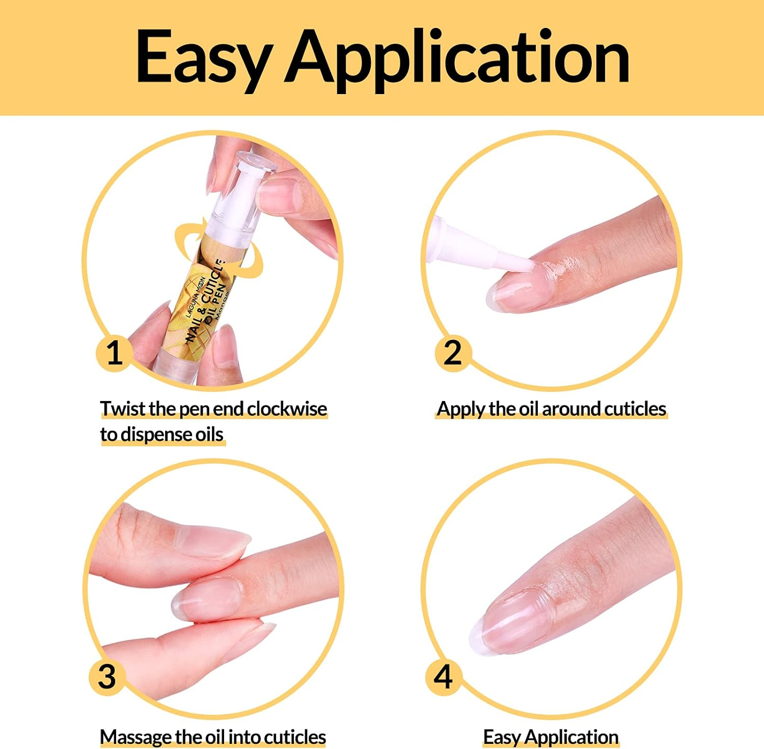 Lagunamoon Cuticle Oil Pen for Nail Care, 5Ml Nail Oil Pen with Natural Ingredients to Moisturize and Nourish Dry Nails and Cuticles, Cuticle Oil to Prevent Nail Cracking and Hangnails, Mango
