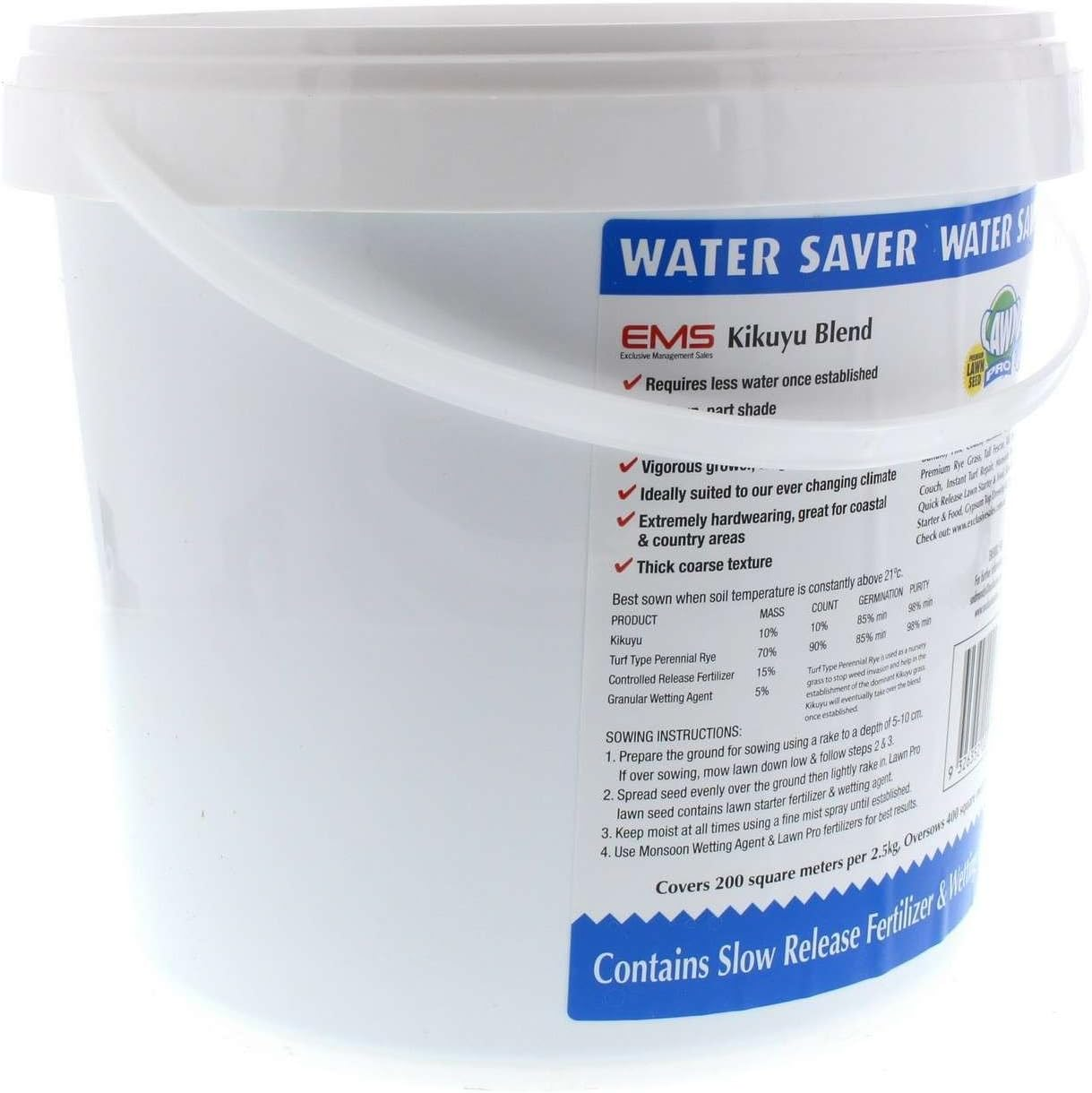 Lawn Pro Fine Kikuyu Blend Grass Seed 2.5Kg Covers 200Sqm