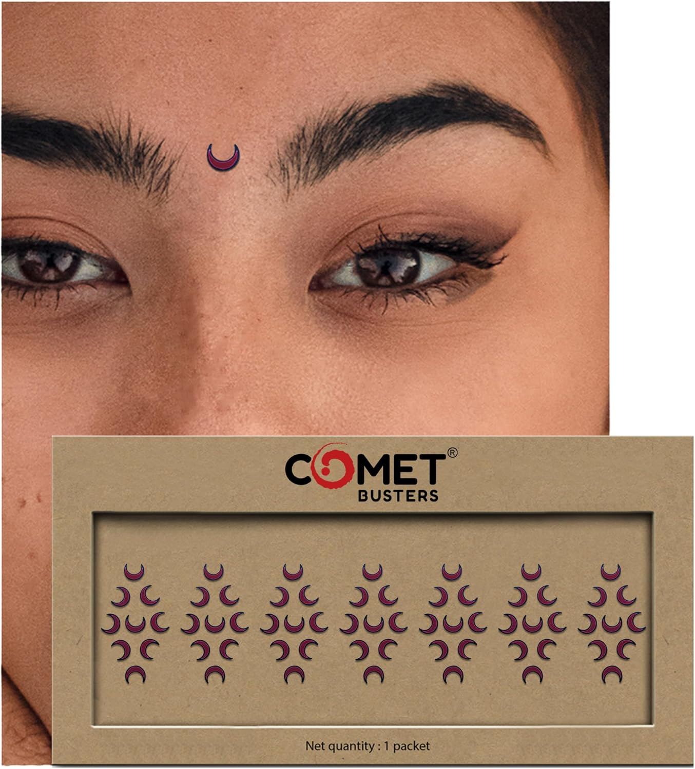 Comet Busters Moon Shaped Maroon Bindi image number 2