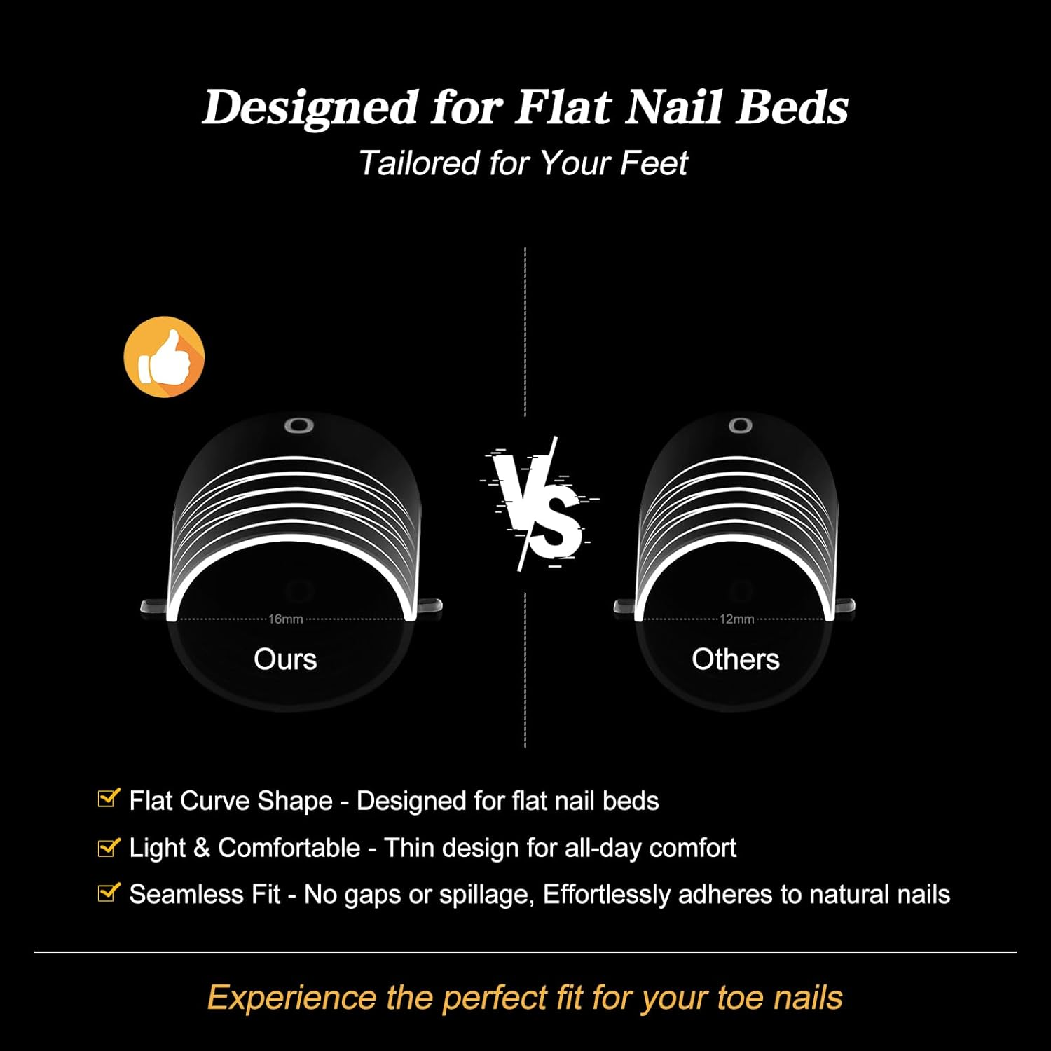 BNG Pack of 120 Poly Gel Nail Shapes for Toes, 12 Sizes, Long Square Double Shapes for Polygel Pedi Nail Extension, Poly Gel Toenails Set, Reusable Toenail Tips Shape, Clear image number 2