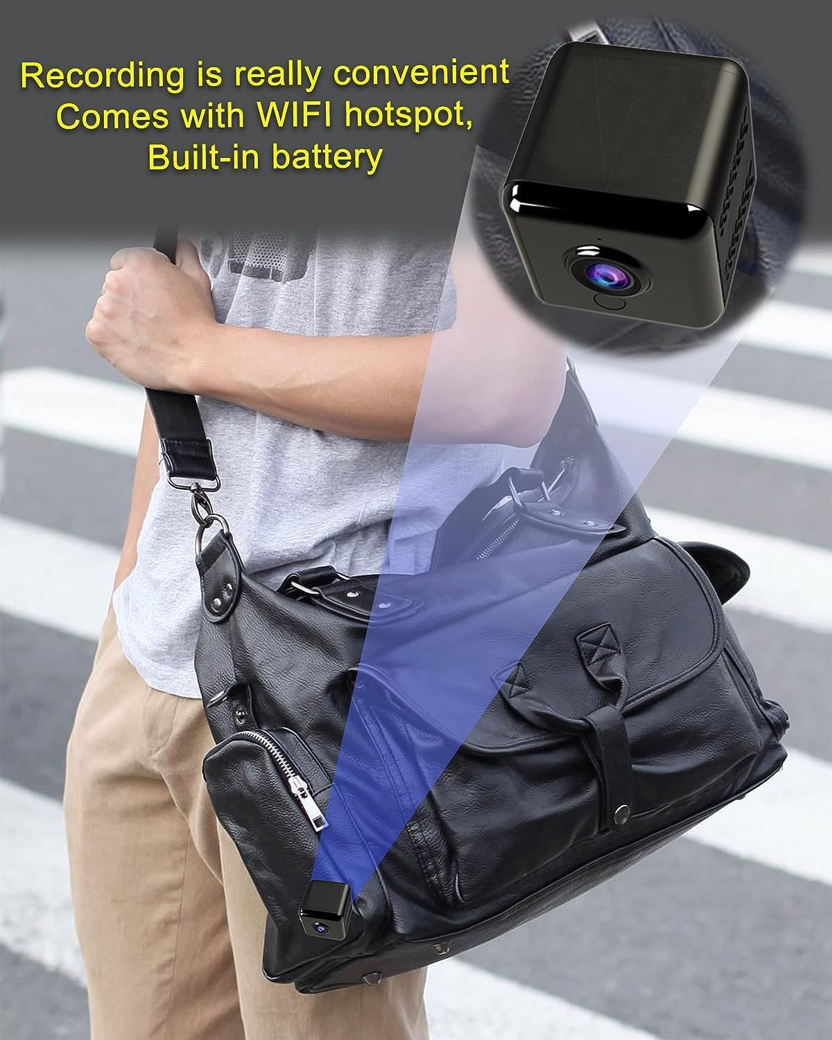 Wireless IP Camera with Built-In Battery, Small Nanny Camera, Night Vision Camera, 4.5 Hours of Continuous Recording, Long Term Charging Supported. Smallest Home Surveillance Nanny Camera image number 1