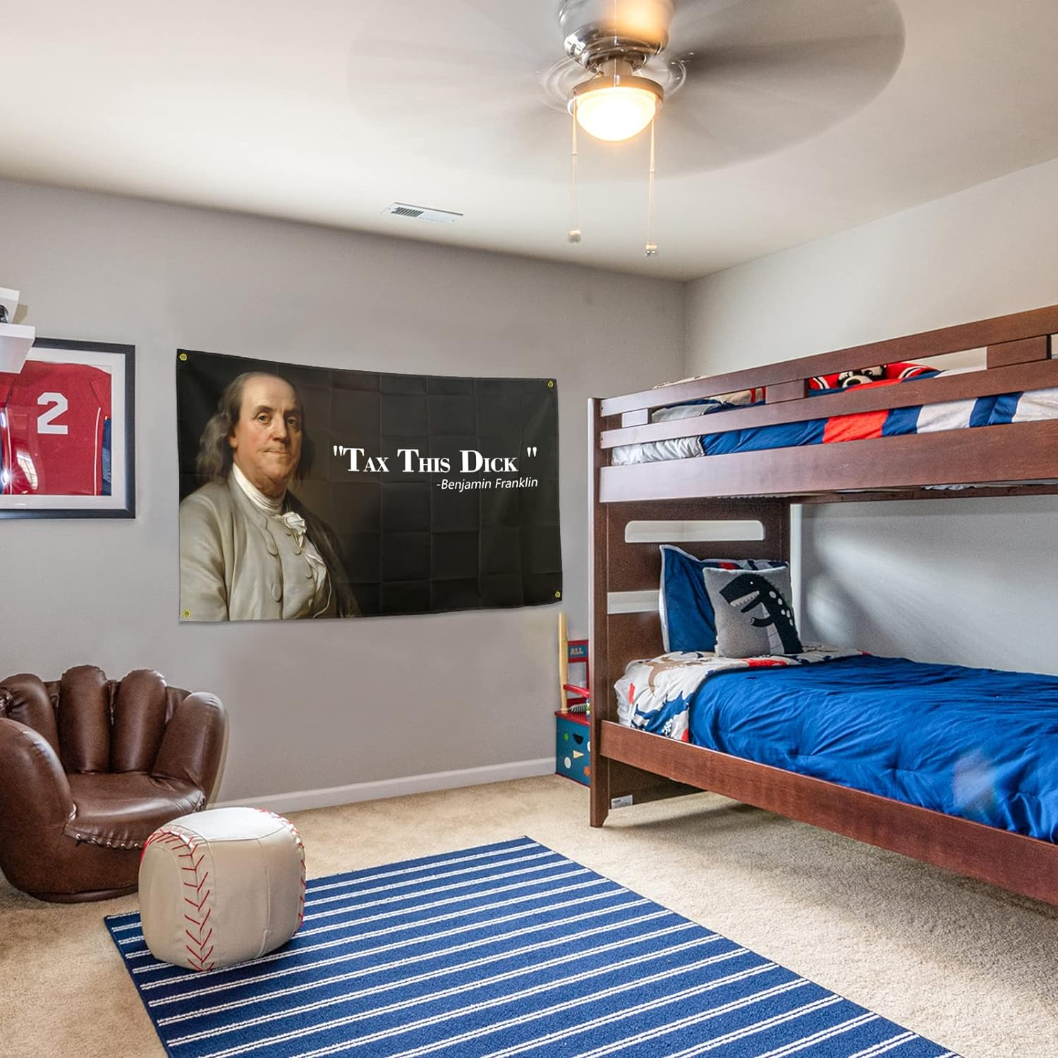 Benjamin Franklin Tax This Dick Flag Funny Flags for Room 3X5 Feet College Dorm Room Decor Man Cave Frat Wall Indoor Outdoor Flag image number 1