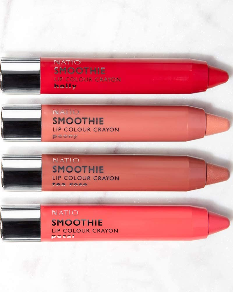 Natio Australia Smoothie Lip Colour Crayon Peony 3G - Hydrating Tinted Lip Balm, Sheer Lip Colour - Cruelty Free