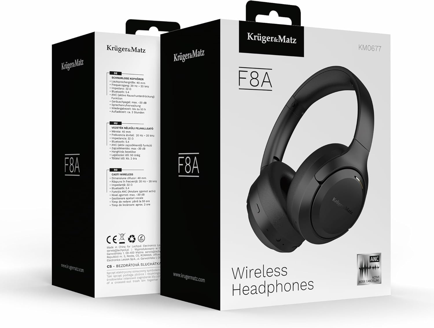 Kr&uuml;ger&Matz Wireless Earphones with ANC F8A Built-In Bluetooth Microphone 5.4 Black image number 4