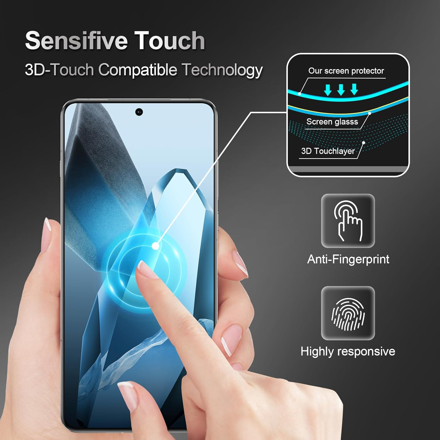 Giiyoon Pack of 3 Tempered Glass Screen Protector for Oneplus 13, HD Screen Protector, Full Coverage, 9H Hardness, Anti-Scratch, Anti-Bubble image number 2