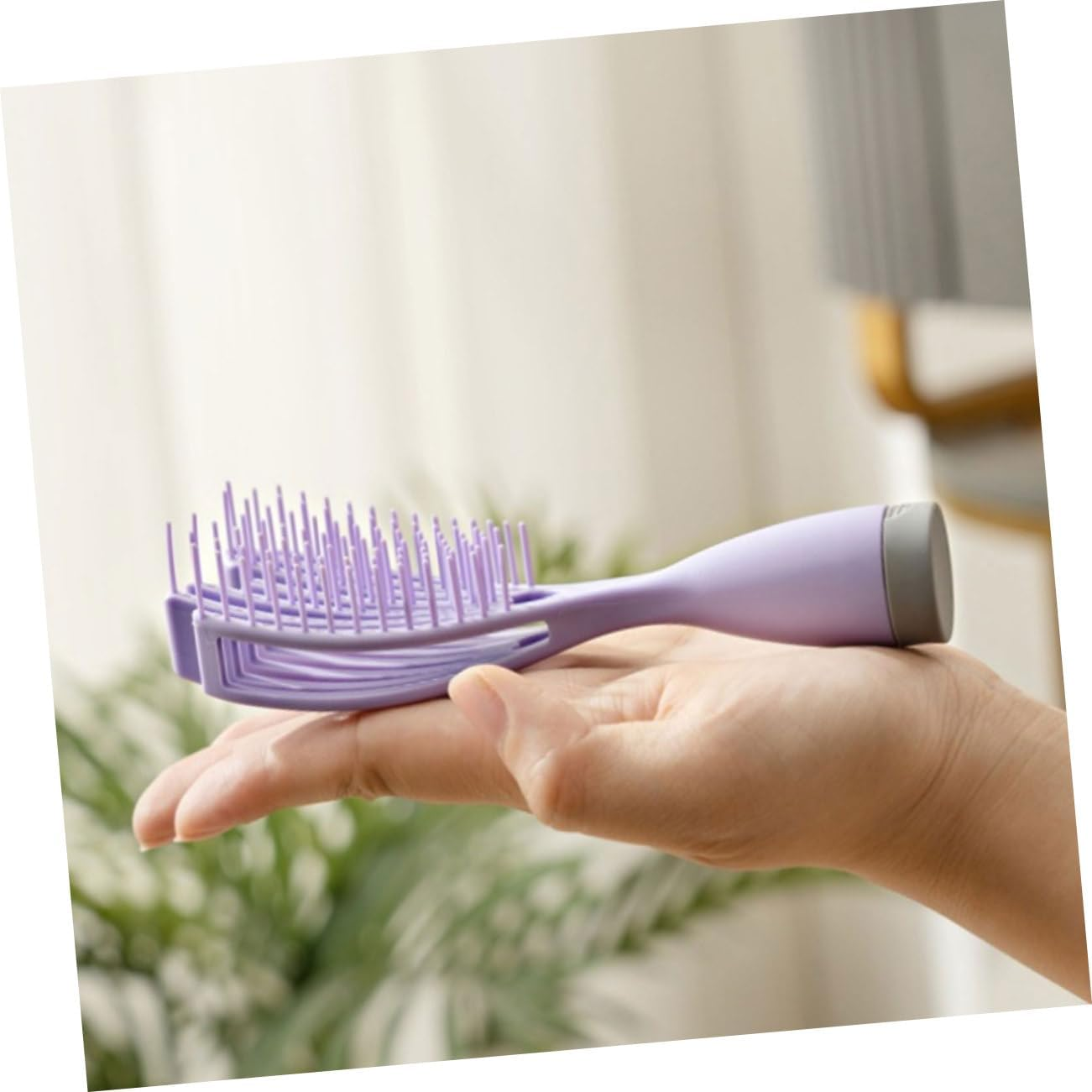 NULYLU 2Pcs Massage Comb for Women Wet Hair Brush Curly Hair Brush Detangler Hairbrush Builtin Mirror Storage image number 4