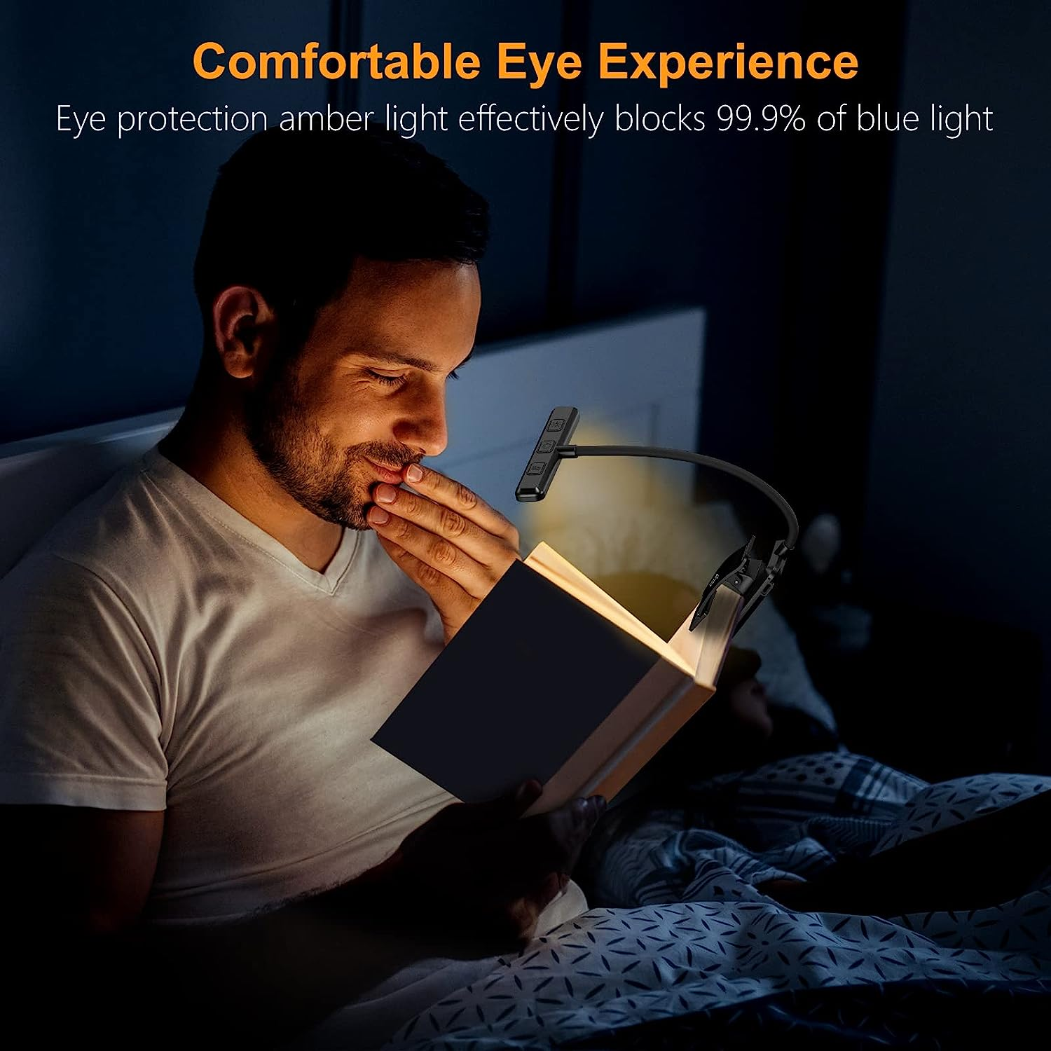 Gritin 19 LED Book Light, Reading Light Book Lamp for Reading at Night with Memory Function, 3 Eye-Protecting Modes -Stepless Dimming, Long Battery Life, 360&deg; Flexible Lamp for Bed,Tablet - Black / Black image number 2