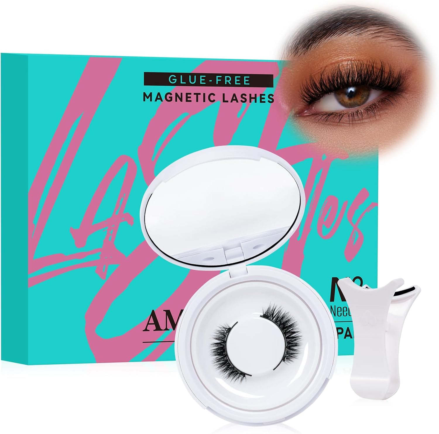 Magnetic Eyelashes with Lash Clusters Applicator 5 Magnets Fluffy Magnetic False Lashes Kit Wispy Reusable Cluster Eyelash Extensions with Magnets No Lashes Glue or Liner Needed(1 Pairs-Dense) image number 2